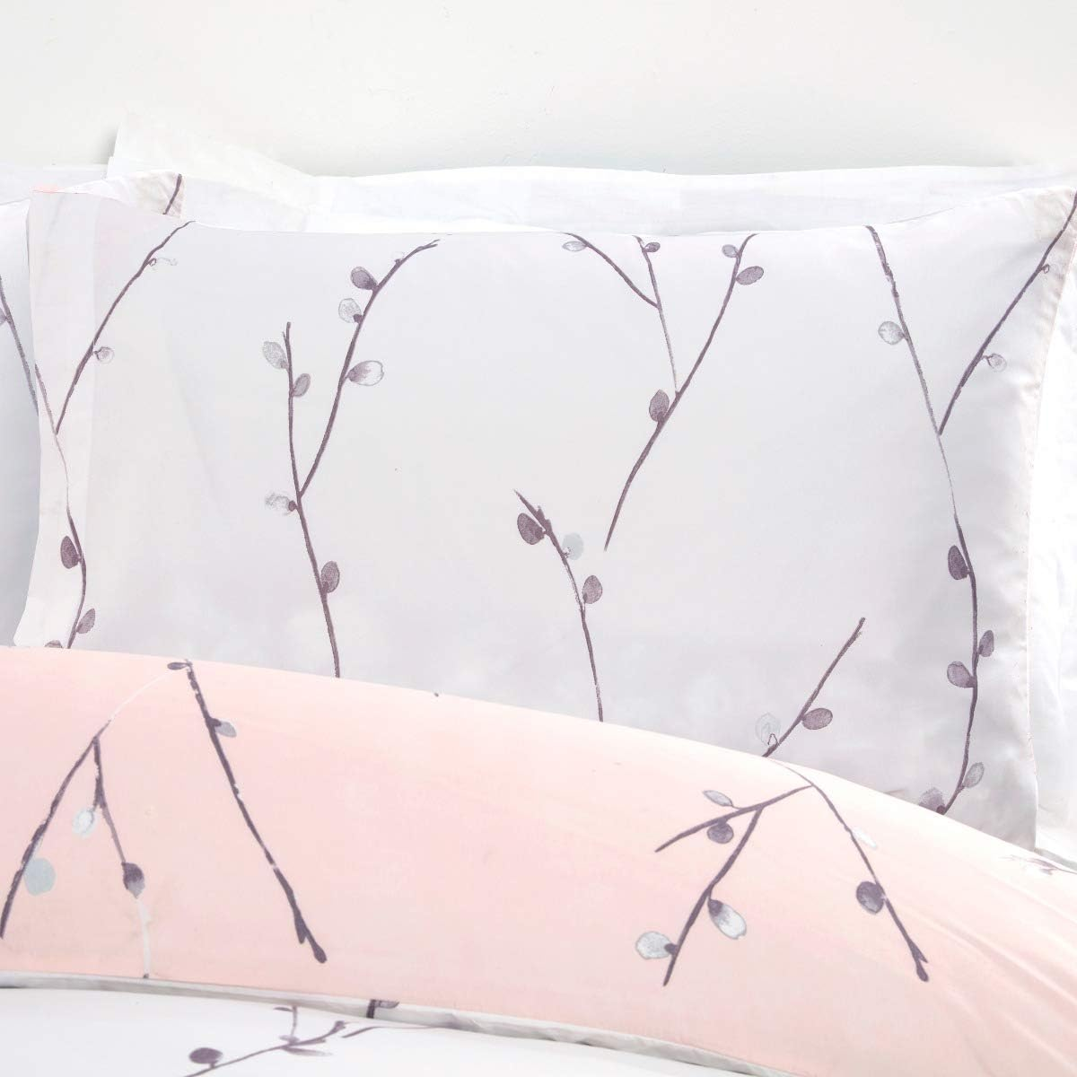Sleepdown Willow Floral Blush Pink Ultra Soft Easy Care Hypoallergenic Printed White Reversible Duvet Cover Quilt Bedding Set with Pillowcase - Single (135Cm X 200Cm) image number 4