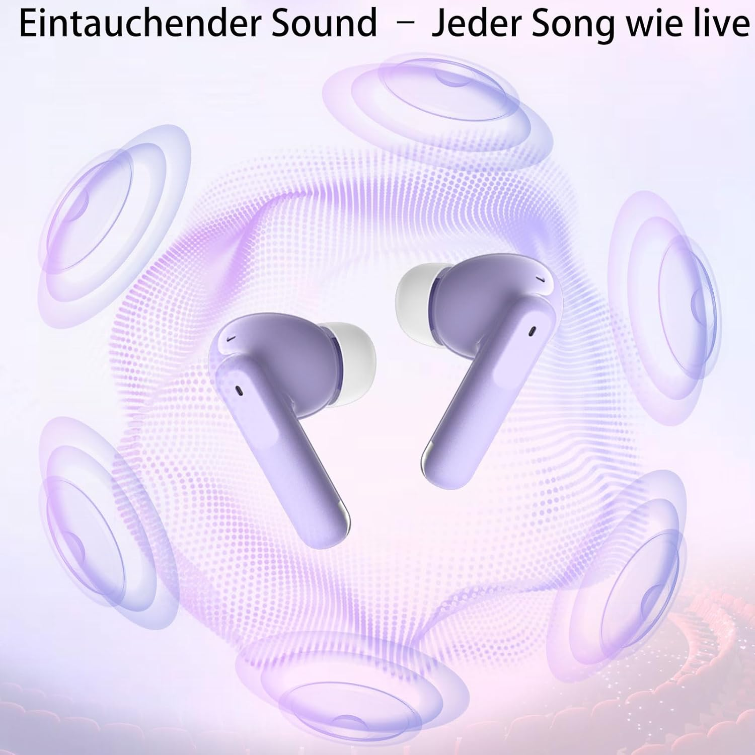 Bluetooth Headphones in Ear, 6 Microphones, ENC Noise Cancelling for Clearer Calls, Wireless Bluetooth 5.4 Hifi Deep Bass, USB C Headphones, 48 Hours, LED, IPX7 Waterproof Sports Earphones, Purple - White image number 5