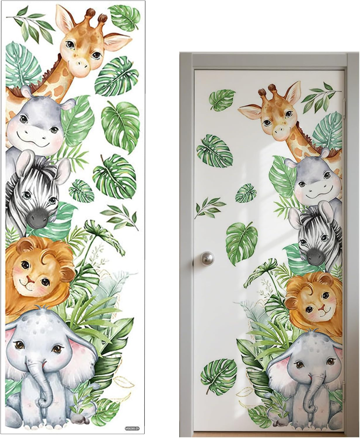 Jungle Animal Tree Wall Stickers Safari Animals and Trees Wall Stickers Peel and Stick Art Decals Suitable for Baby Room Playroom Bedroom Classroom Kindergarten Wall Decoration (30X60Cm) image number 5