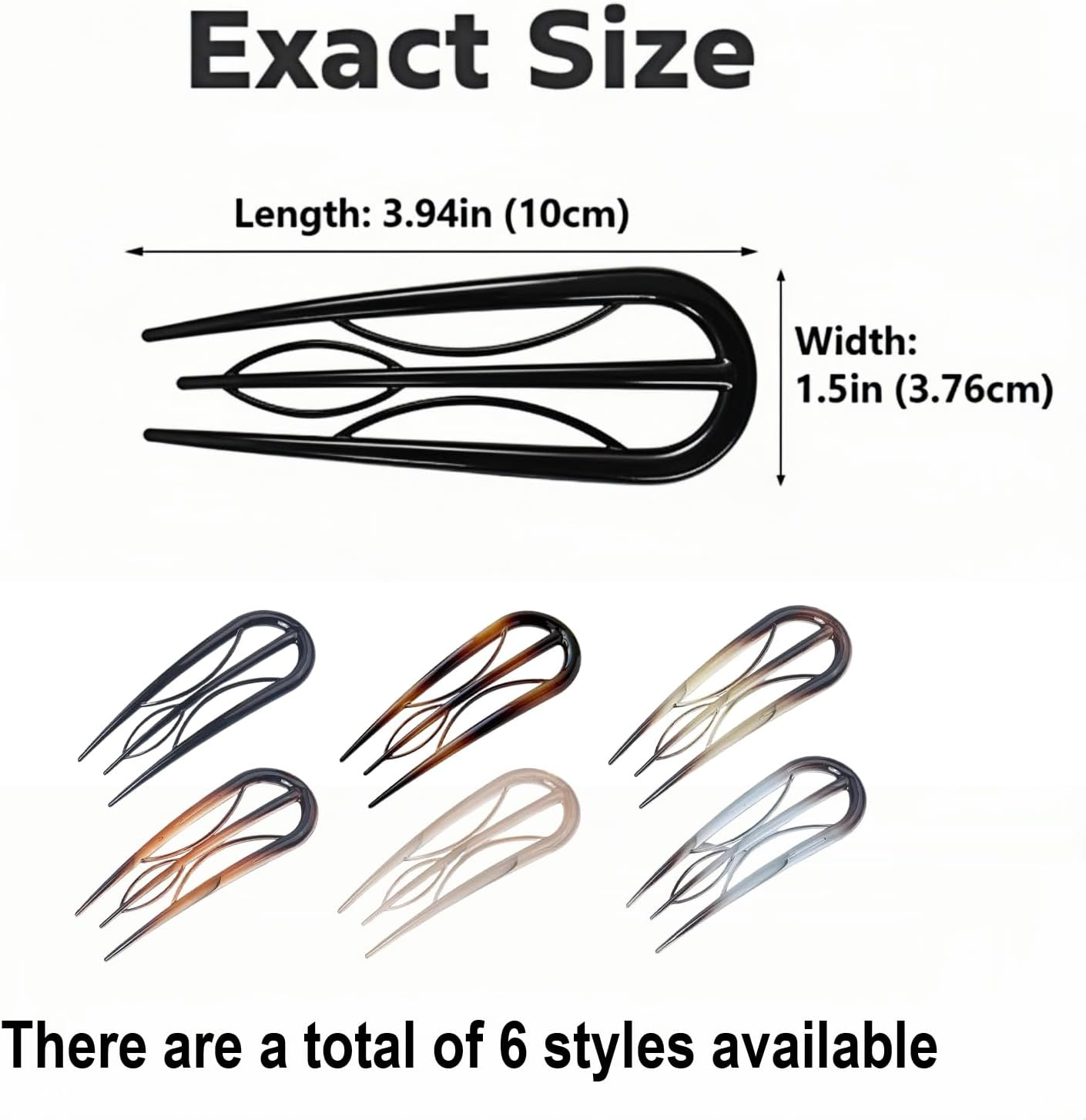 Aililong Pack of 6 Large French Hair Pins, U-Shaped Hairpin French Hair Pin Hair Clip French for Women, Durable French Hair Clip, French Twist Hair Pin Bobby Pins Hair Clips image number 2