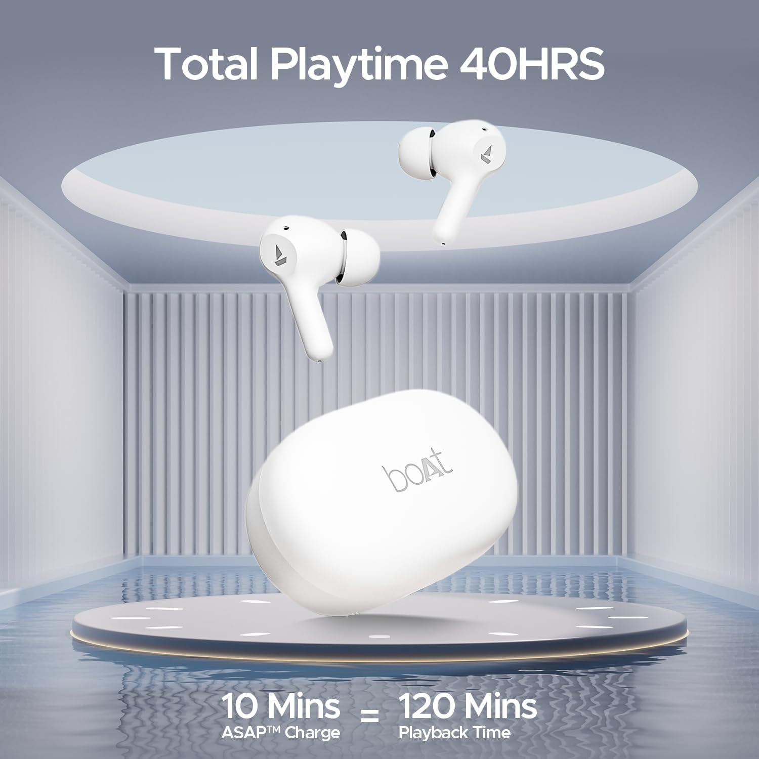 Boat Airdopes 71 TWS Earbuds with 40 Hours Playtime, Dual Microphones with Enx, ASAP Charge, IWP, Beast Mode with Low Latency 50Ms, IPX4 and Pocket ID (Frosted White) image number 6