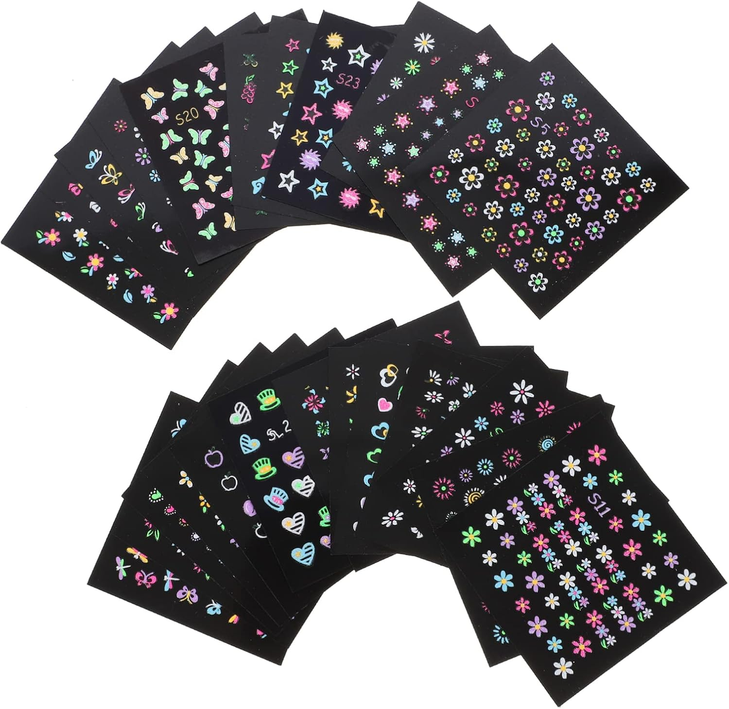 LALAFINA 72Sheets Luminous Nail Art Stickers for Fashion Manicure Dark Fingernail Decor for Halloween Party Nails image number 2