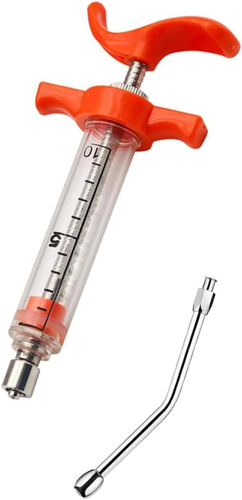 1 Set Feeding Syringe with Drench Nozzle Adjustable Dosage Reusable Drench Gun Syringe for Goat, Horse, Sheep, Dog, Pig, Cat, Bird, Small Pet (M-50Ml) image number 1
