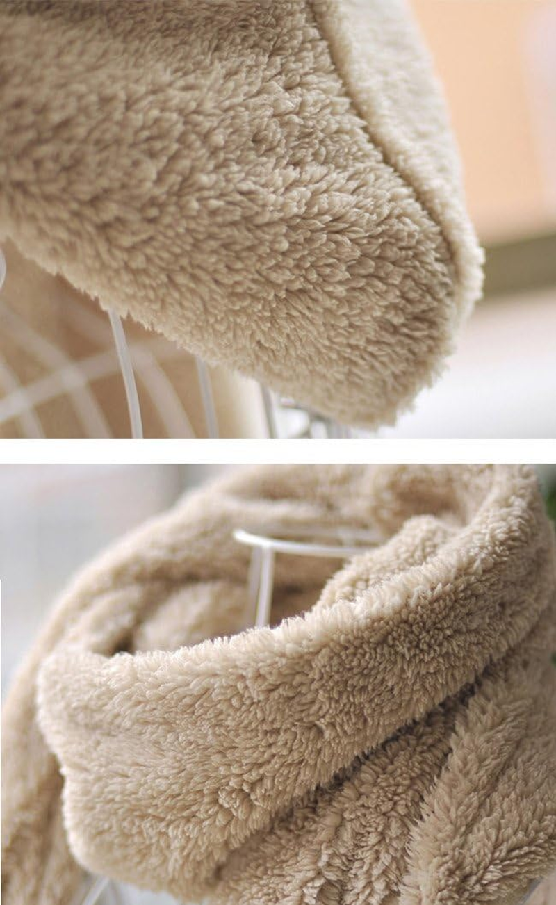 Tonwhar Womens Cute Winter Thick Warm Long Hooded Scarf with Mittens - Bear-Khaki image number 7