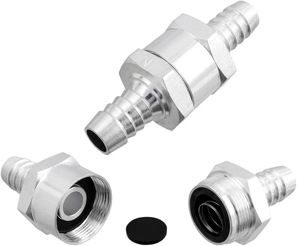 Yakamoz 2PCS Fuel Non Return One Way Check Valve, 3/8" 10Mm Aluminium Alloy Fuel Line Check Valve for Fuel, Oil, Petrol, Diesel, Water, Gasoline, Aluminium, Silver image number 5