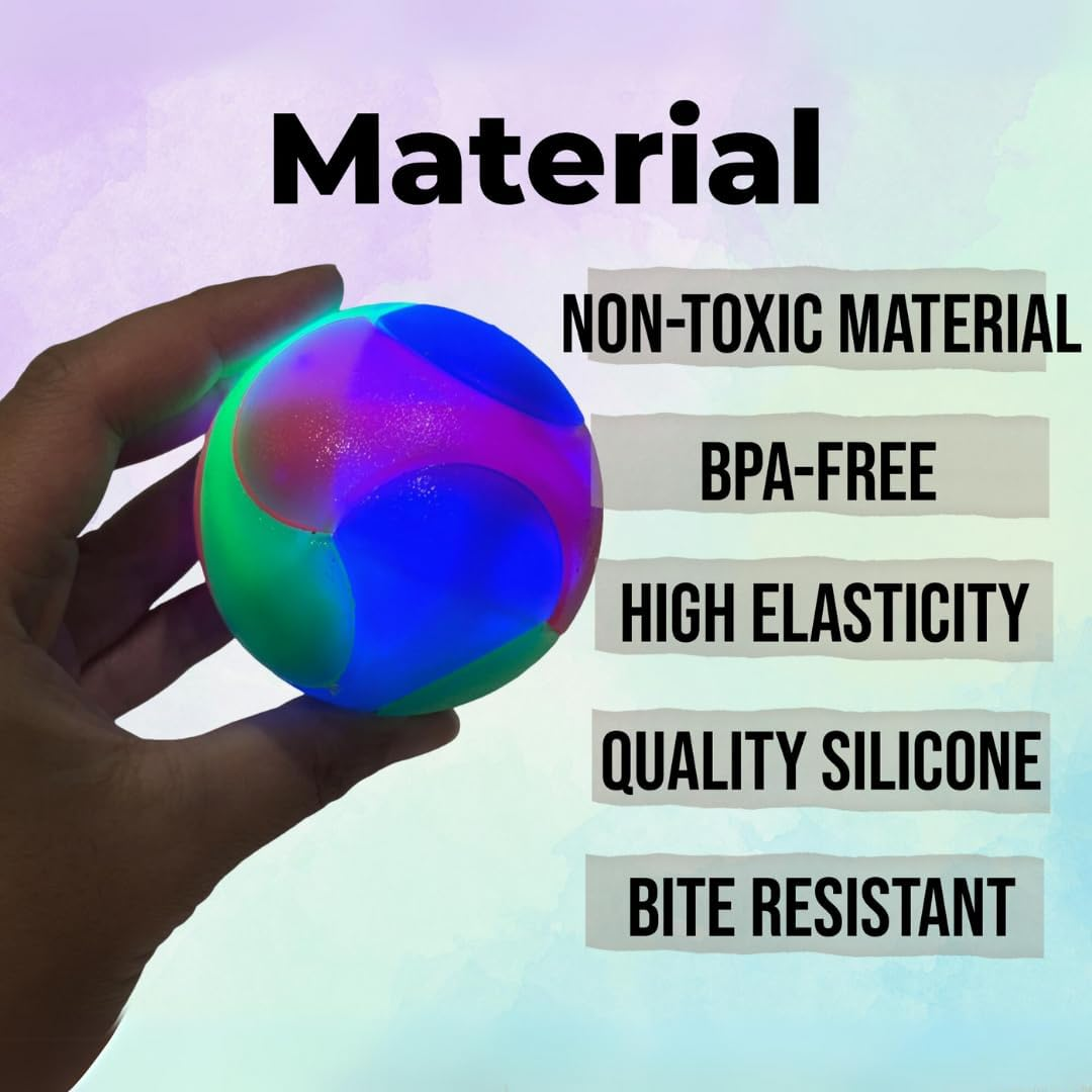 Small, Large, 5Cm/2In, 7Cm/2.8In Light-Up Cat & Dog Flashing Elastic Ball Bouncy Works in the Dark Interactive Jumping Blinking Toys for Pets (1 Pc Large Smooth Ball) image number 6