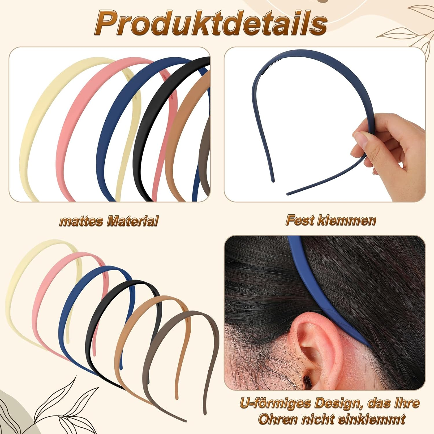 Dusaniyali Pack of 6 Zigzag Headbands, Women'S Headbands, Thin Matte Finish, Non-Slip Hair Band, Zigzag Elegant Headband, Girls, Women, for People Who Wear Glasses, Sunglasses, Everyday Life image number 1