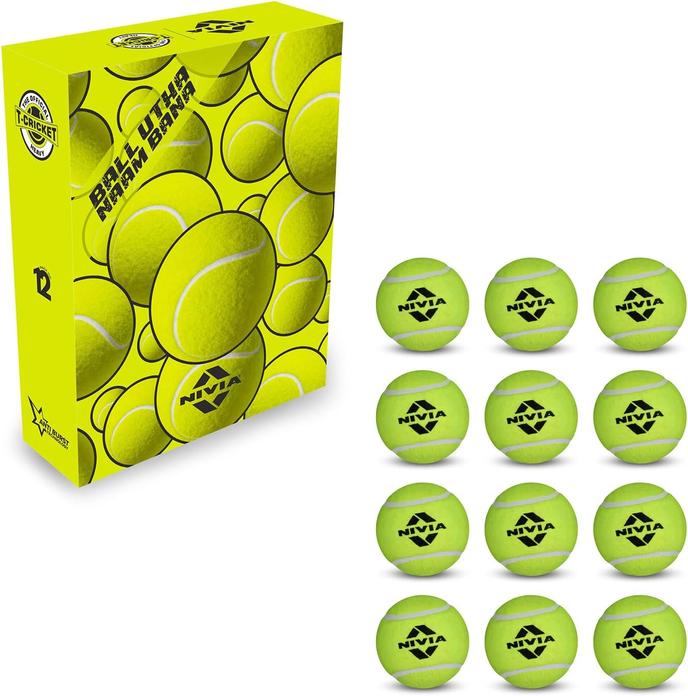Nivia Heavy Weight Junior Tennis Cricket Ball, Pack of 12 (Yellow), Heavy Wt image number 3
