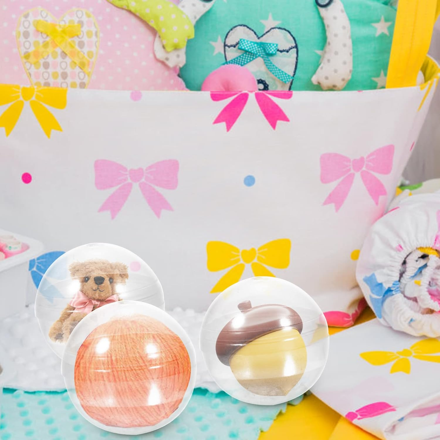 SEWACC 100Pcs Small round Capsules Clear Containers for Toy Vending Gumball Machines Surprise for Kids Party Favor Prize image number 3