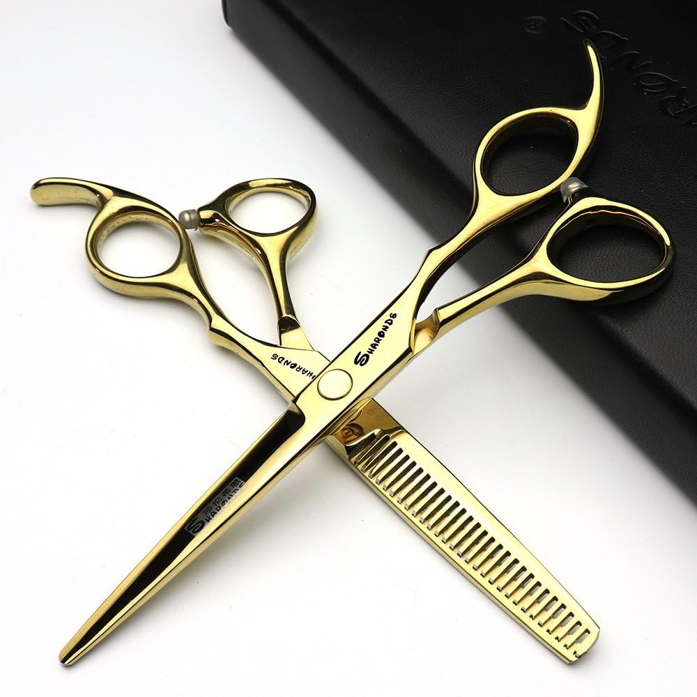 6.5 Inch Scissors Golden Professional Tesoura Hair Salon Product Hairstyle Tools (6.5 Inches, 2 Pieces)