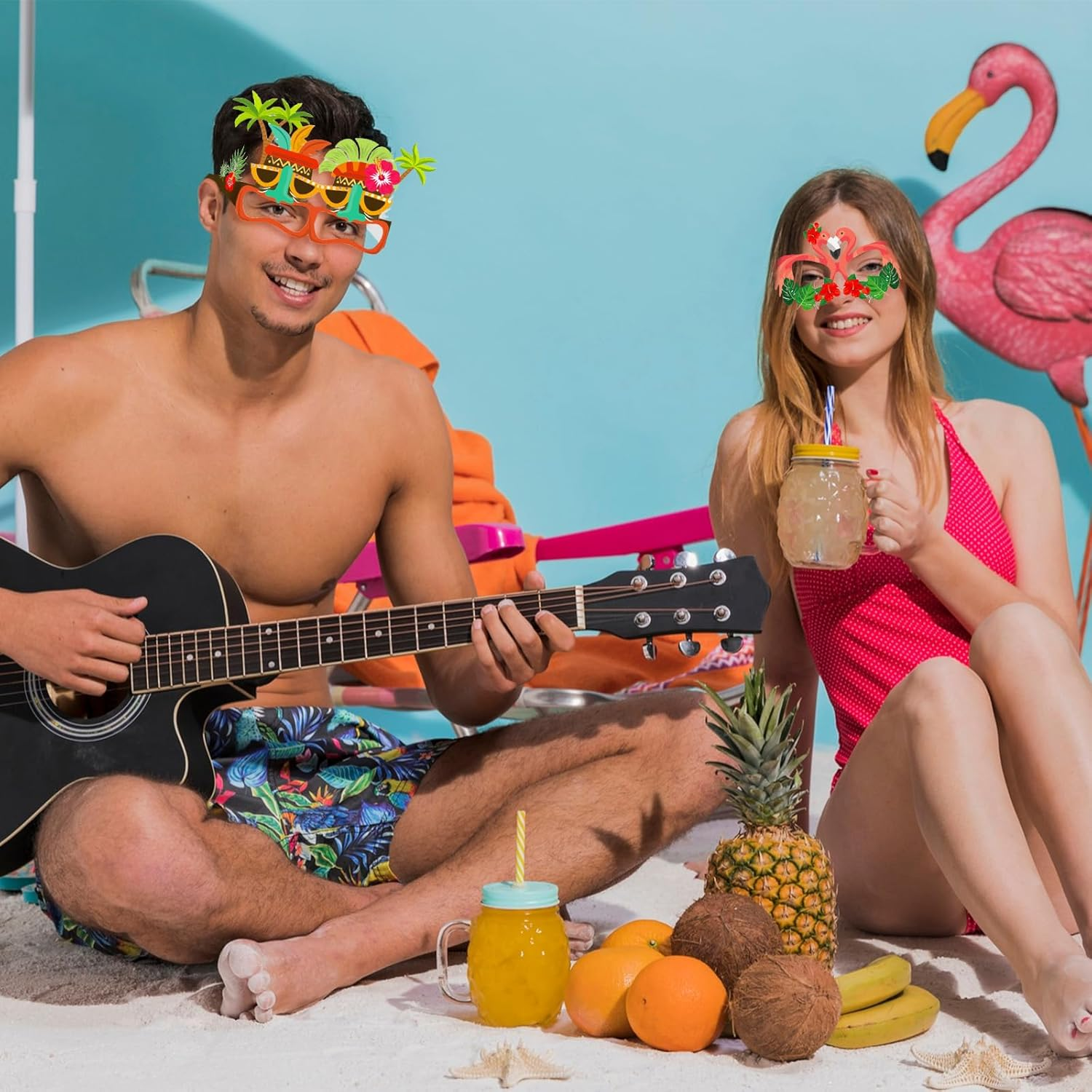 WELANE Hawaiian Funny Eyeglasses, 8 PCS Party Paper Glasses Frame for Summer, Beach, Party Supplies (About 13 X 15.5 X 12.56Cm/5.11 X 6.10 X 4.94In) image number 2