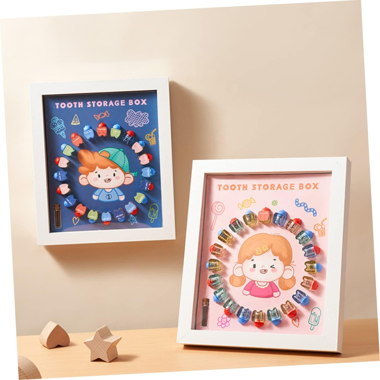 Baby Tooth Saver Keepsake Box Tooth Collection Holder for Kids White Frame Storage Case Suitable for Memory image number 4