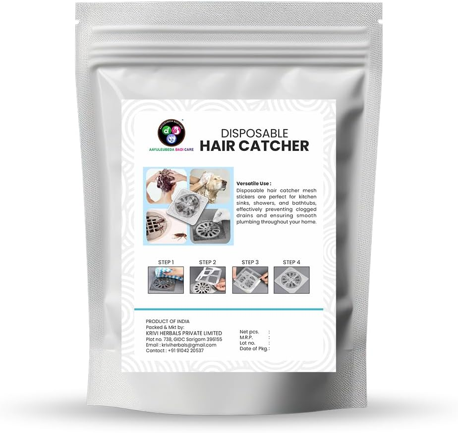 Aayuleubeda Badi Care Abc 30 Pcs, 4 X 4 Disposable Shower Drain Cover Hair Catcher Shower Drain Mesh Stickers, Bathroom, Laundry, Bathtub, Kitchen, Sink, for Human and Pet Hair image number 2