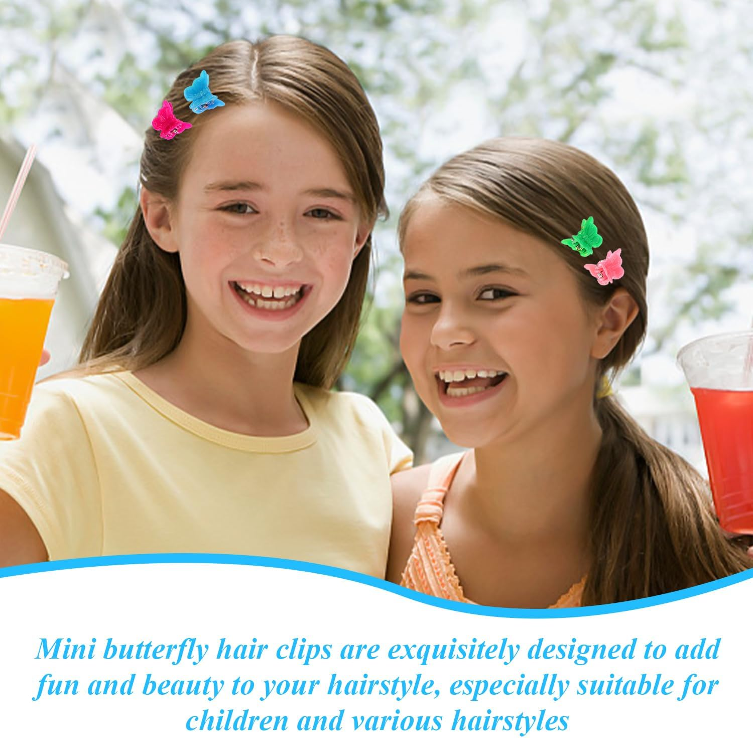 Pack of 50 Mini Butterfly Hair Clips and 100 Pieces Rubber Bands, Cute Hair Clips, Children'S Hair Accessories, Hair Accessories image number 3