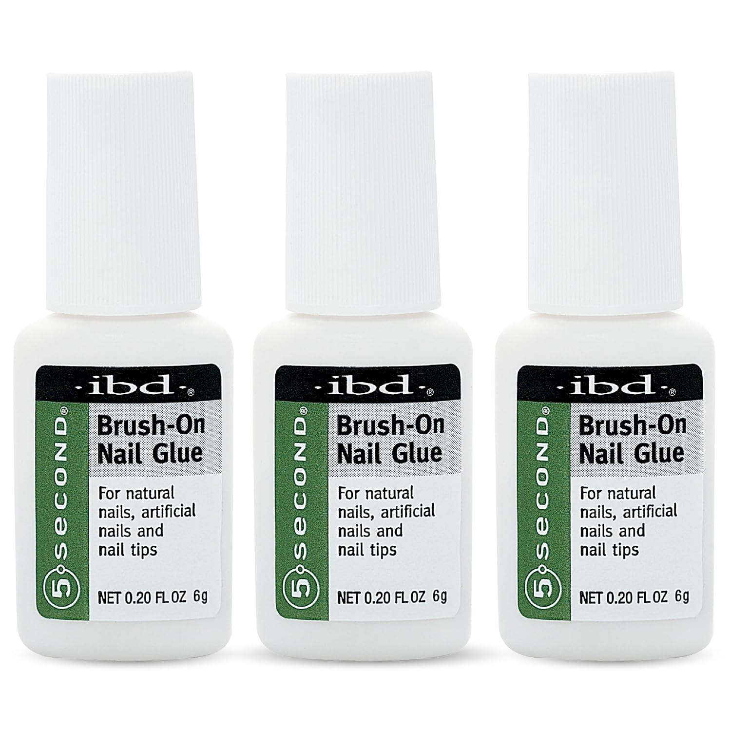 IBD 5 Second Brush on Nail Glue Gel Resin &ndash; Strong Nail Glue for Broken, Cracked & Split Natural Nails, Nailbond Repair & Strengthening for Wraps &ndash; 6G, 3 Count