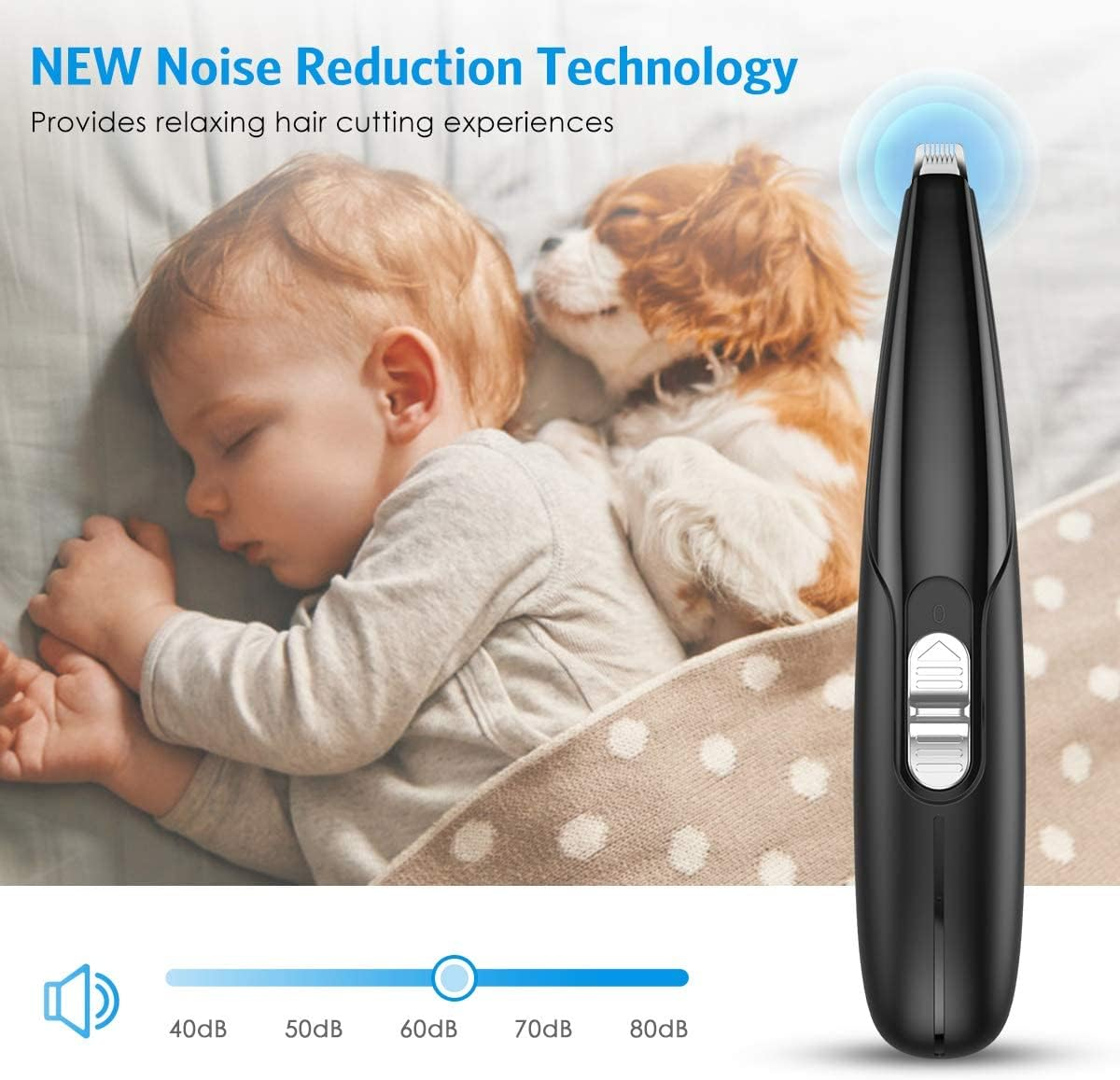 Dog Grooming Clippers, Electric Cat Dog Paw Clippers, Low Noise Pet Clipper, USB Rechargeable Pehair Trimmer, 2 Speed Clippes Dogs Grooming for Hair around Face, Eyes, Ears, Rump, Paws image number 6