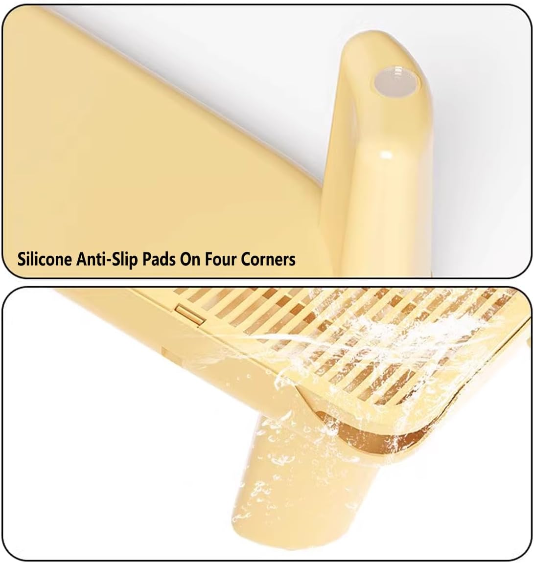 AIMALL Double-Layer Cat Litter Mat with Large Grid Leak Design 19.68X15.94X3.54In Anti-Tracking Rubbing Foot Platform with Detachable Tray Non-Slip Base for Cat Litter Box Area image number 6