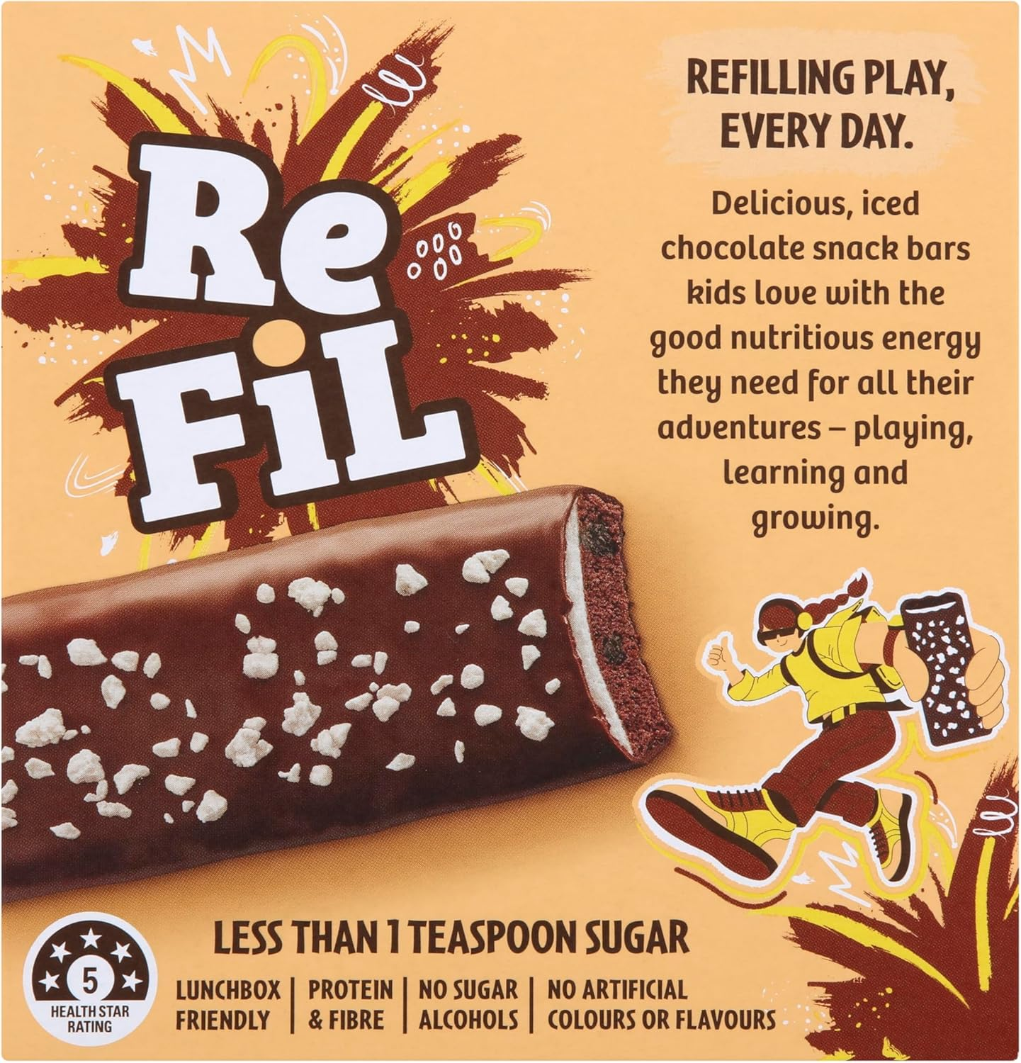 Refil Iced Chocolate Snack Bars, High Fibre, Protein, Less than 1 Teaspoon Sugar, 4Pk, 120G image number 2