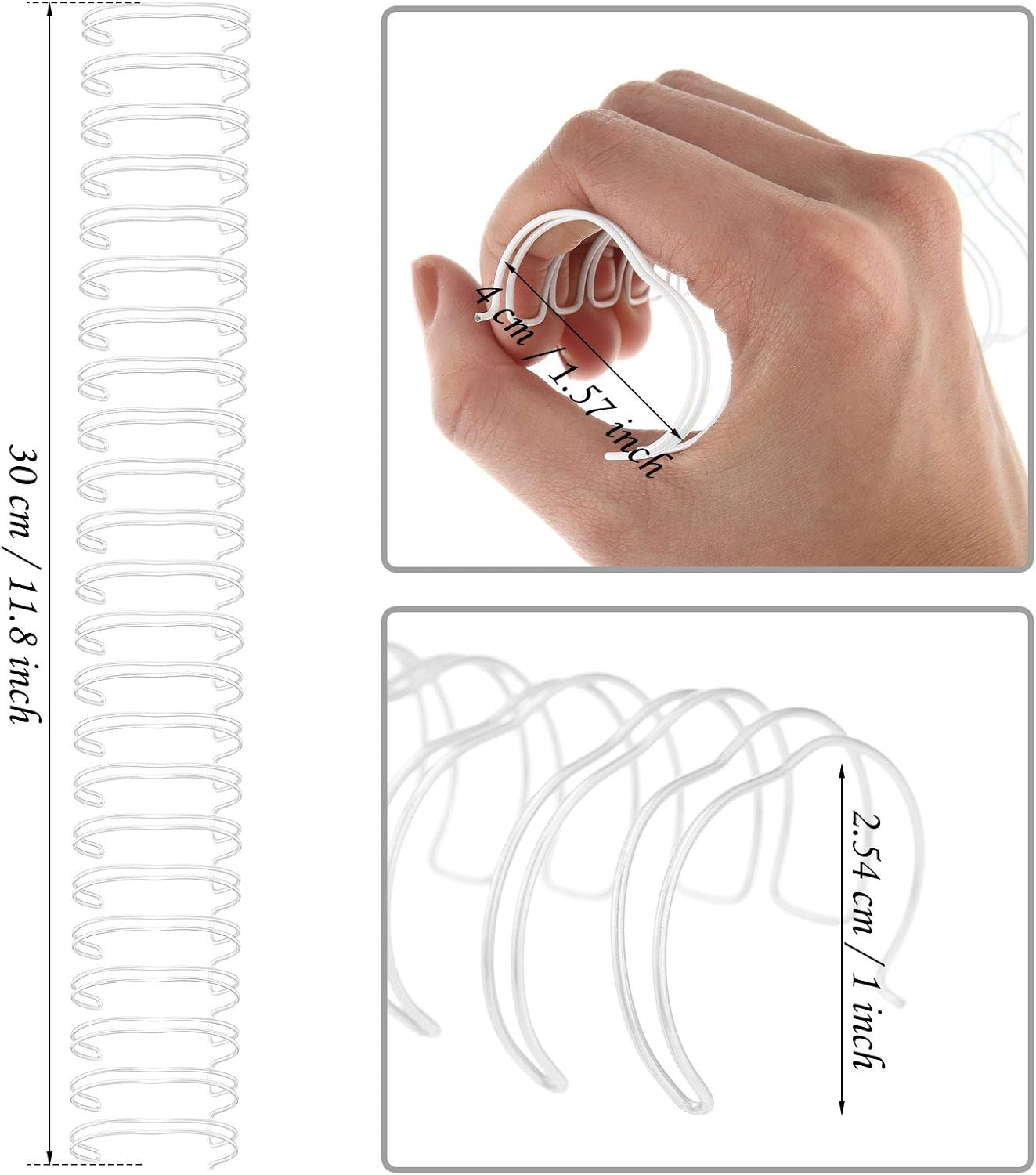 Zonon 6 Pieces Binding Wire Twin Loop Spines Double Loop Binding Wire 1 Inch Cinch Diameter 23 Holes for Teacher Student Document Notebook Making(White) image number 1