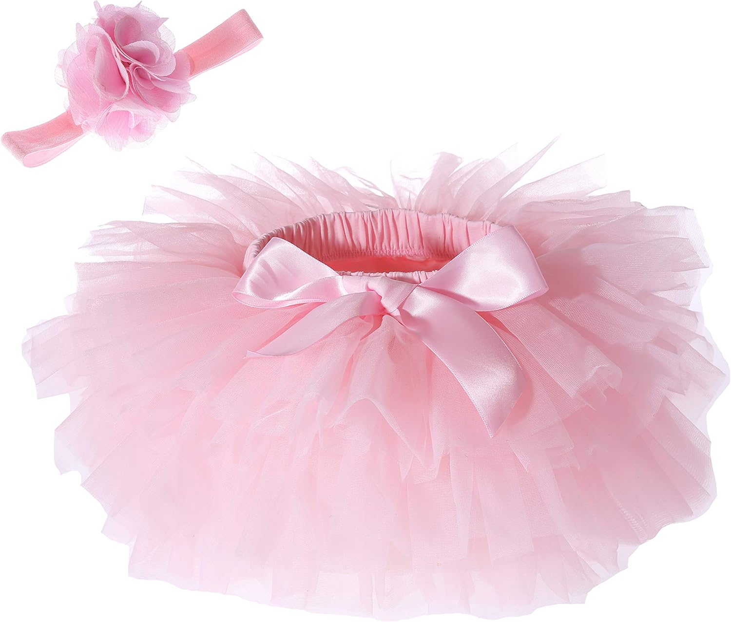 Baby Girls Tutu Skirt Headband Set Toddler Ruffle Tulle Diaper Covers 6-24 Months image number 6