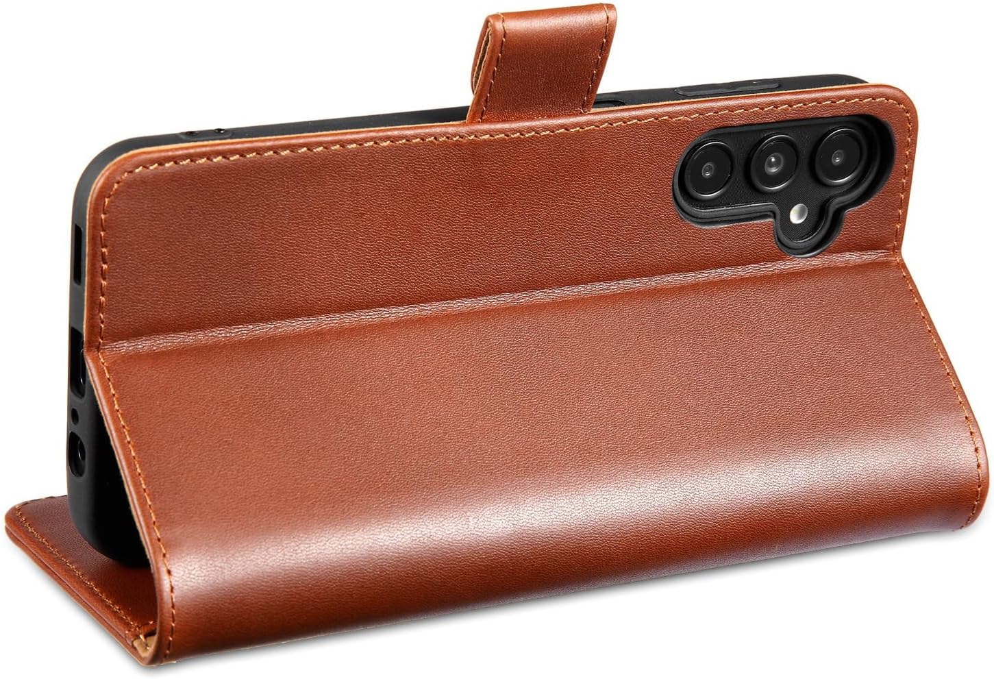 LENSUN Leather Case for Samsung Galaxy A25 5G, Genuine Leather Case [Card Slot] [RFID Protection] [Genuine Leather] Mobile Phone Case [Foldable] Mobile Phone Case for Samsung Galaxy A25 &ndash; Dark Brown image number 2