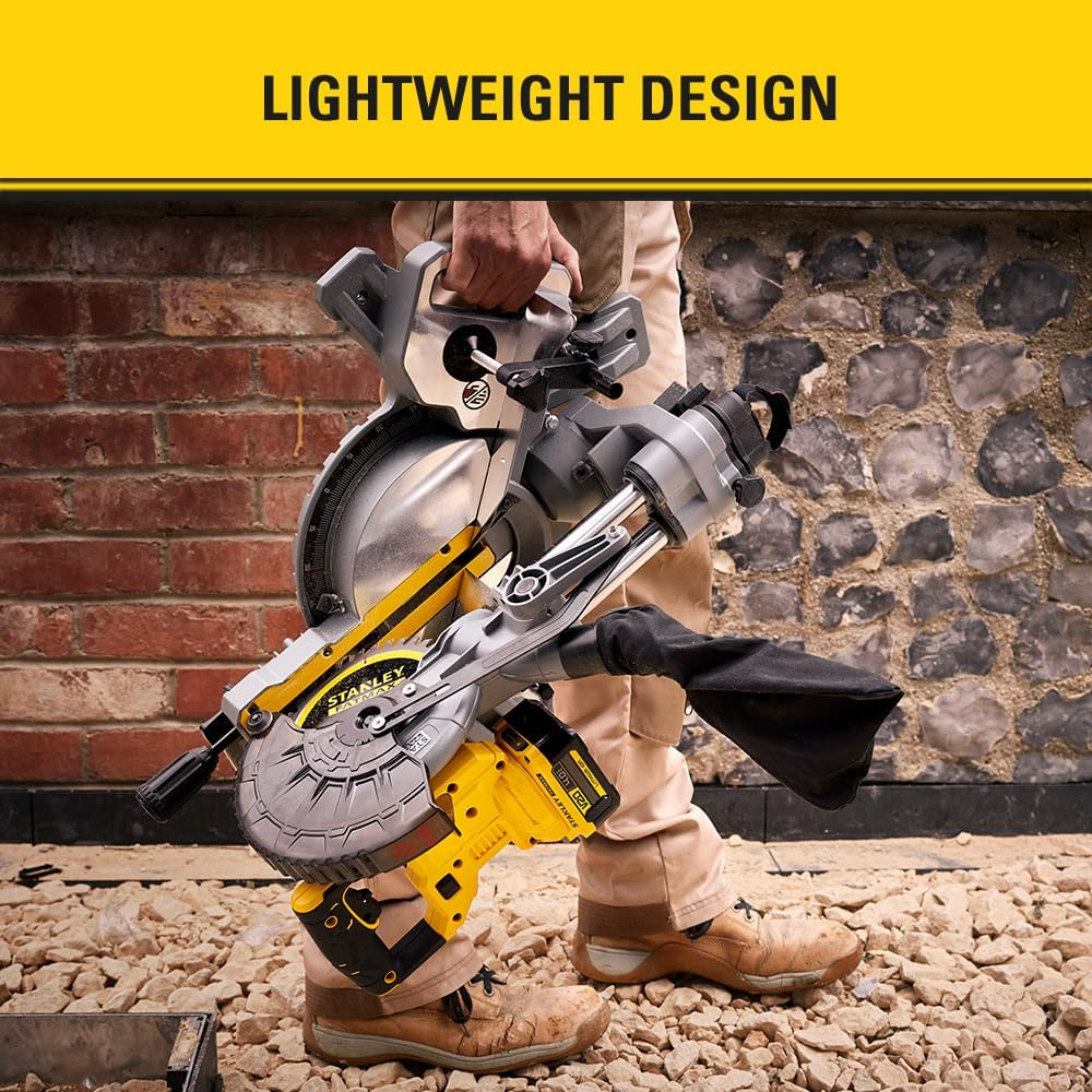STANLEY FATMAX V20 | 18V 190Mm Mitre Saw Kit 2X4.0Ah - up to 3,800 RPM, Sliding Saw Head, Vacuum Connection, Ideal For: 90˚ Cross Cuts, Mitre Cuts, 0˚-45˚ Bevel Cuts and Compound Cuts image number 3