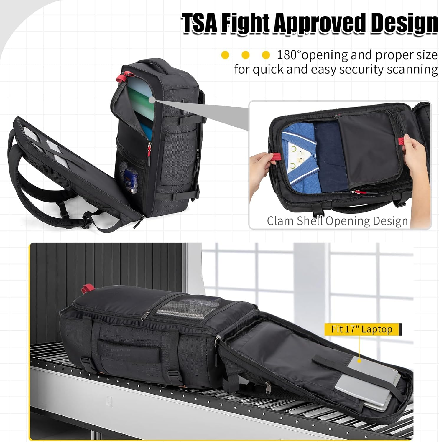 Velaybor 42L Travel Backpack with 4 Packing Cubes, TSA Friendly Flight Approved Carry-On Bag image number 4