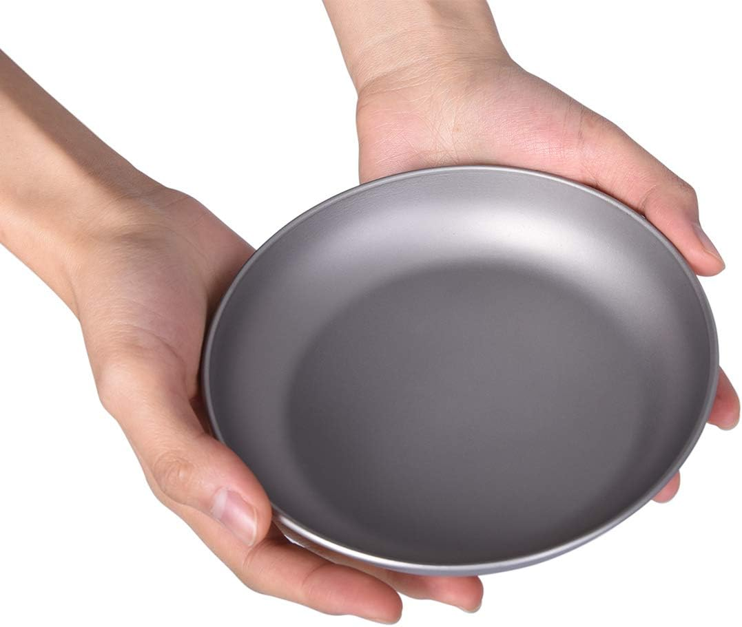 Boundless Voyage Ultralight Titanium Pan Dish Plate with Carry Mesh Bag Outdoor Camping Tableware Cookware Mess Kit - Ti15139B - (3 Pcs) image number 6