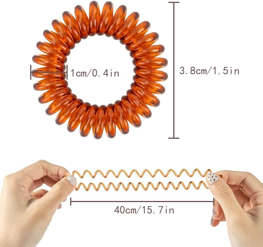TRKETK Pack of 24 Spiral Hair Bobbles, Elastic Hair Bobbles, Telephone Cable, Plastic Spool, Hair Bobbles, Spiral Telephone Cable, Hair Band, Elastic Hair Band for Girls and Women