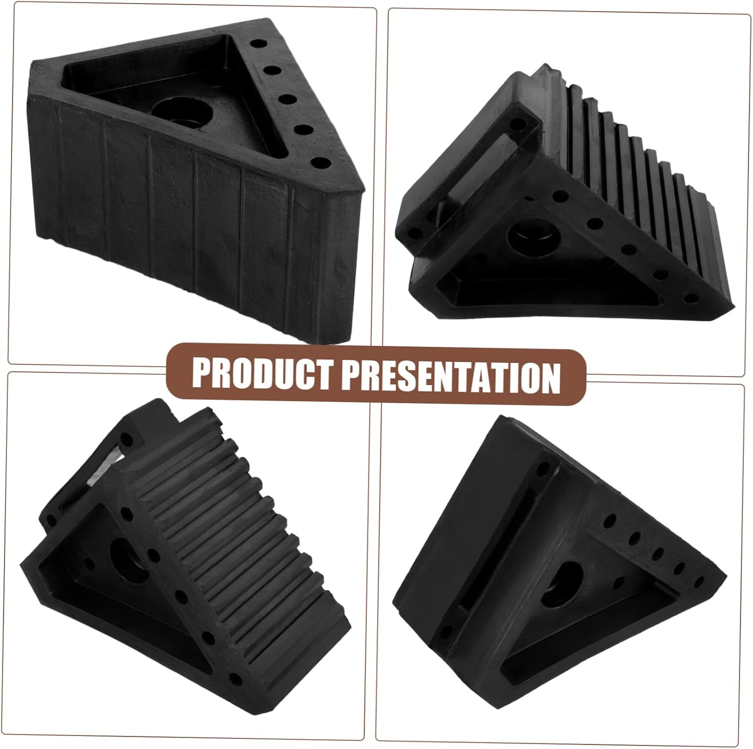 Wheel Slip Rubber Tire Blocks for Camper Trailer Heavy Duty Stopper for Vehicle Ramp Practical Tyre Chock image number 6