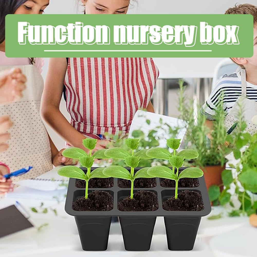 12 Pack Plant Germination Trays,Reusable Seed Starter Tray,Seedling Hole Plate,Silicone Seedling Pot,For Vegetable,Flower,Herb (Total 6 Cells)