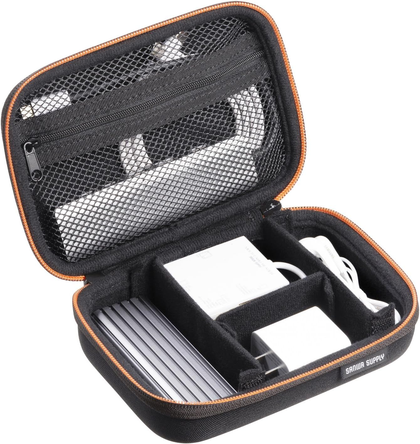 Sanwa Supply IN-HDAD3BK Semi-Hard Gadget Case (W X D X H): 6.9 X 4.7 X 2.2 Inches (175 X 120 X 55 Mm) image number 1