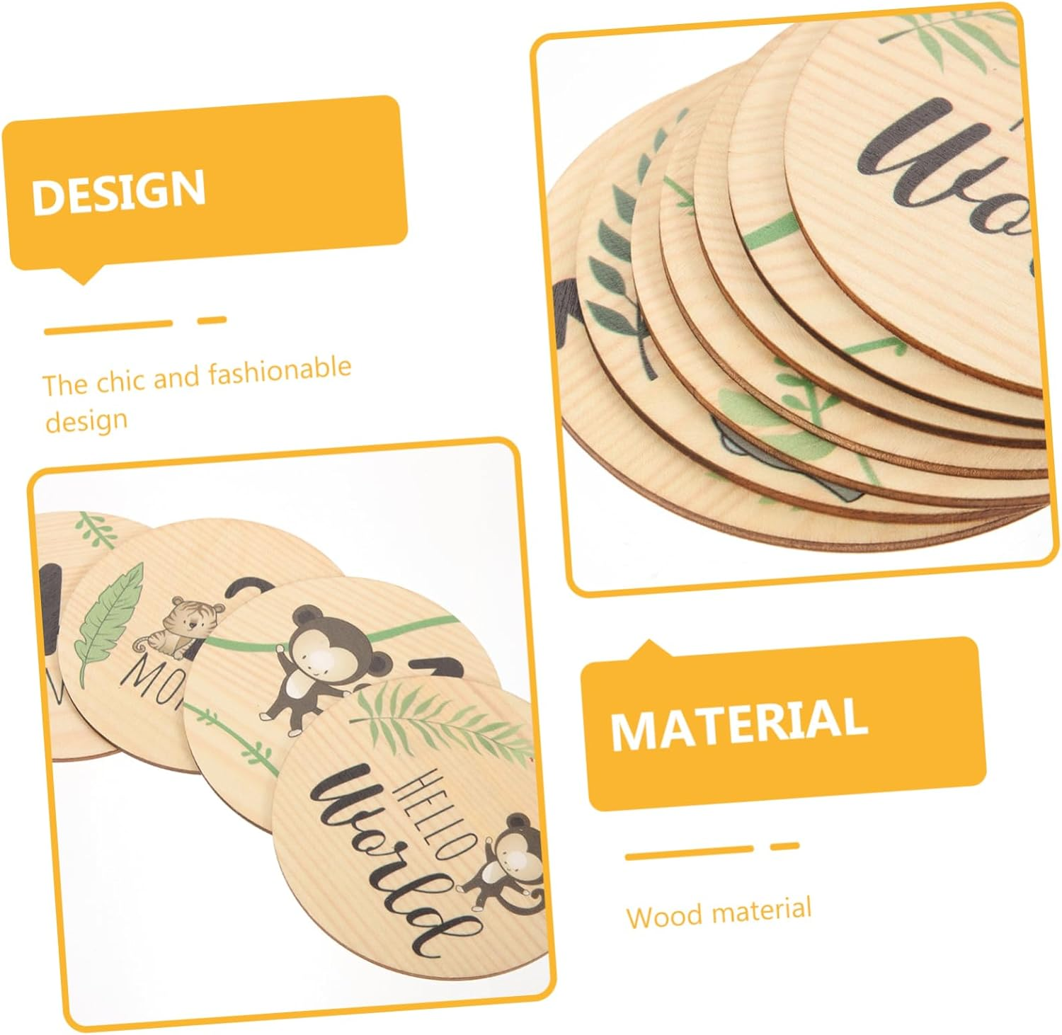 7Pcs Monthly Milestone Wooden Discs Decorative round Announcement Cards for Newborn Photography Fine Markers for Boys image number 6