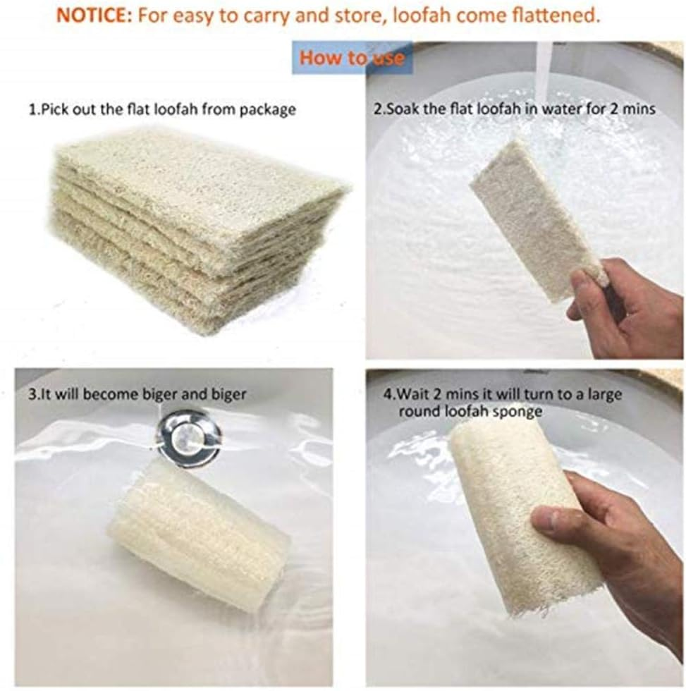 2 Pieces Natural Loofah Bath Shower Sponge Spa Body Scrubber Horniness Remover Bathing Massage Sponge image number 4