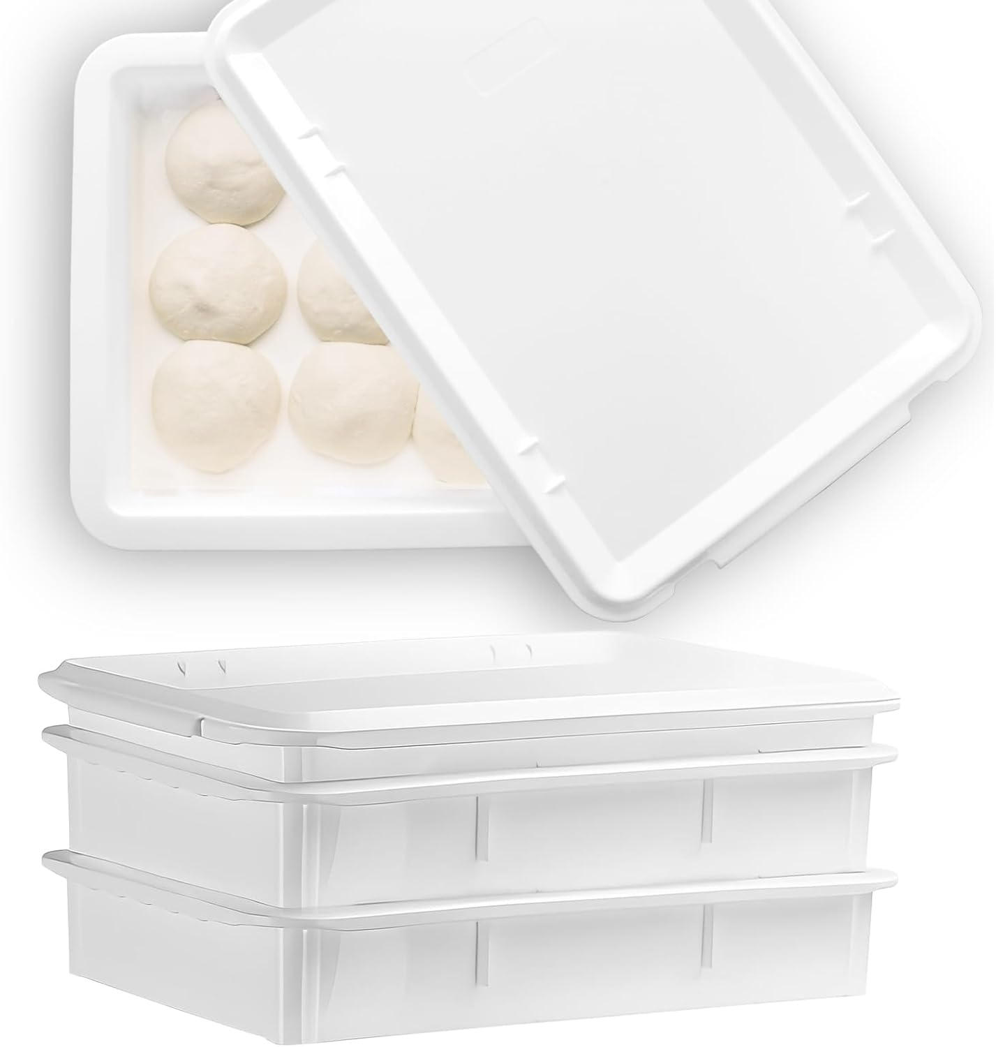 4-In-One Dough Proofing Box Set &ndash; Food-Grade Stackable Pizza Dough Proofing Containers with Lids for Home Baking Sourdough, Pastry (48 * 34 * 21Cm) image number 6
