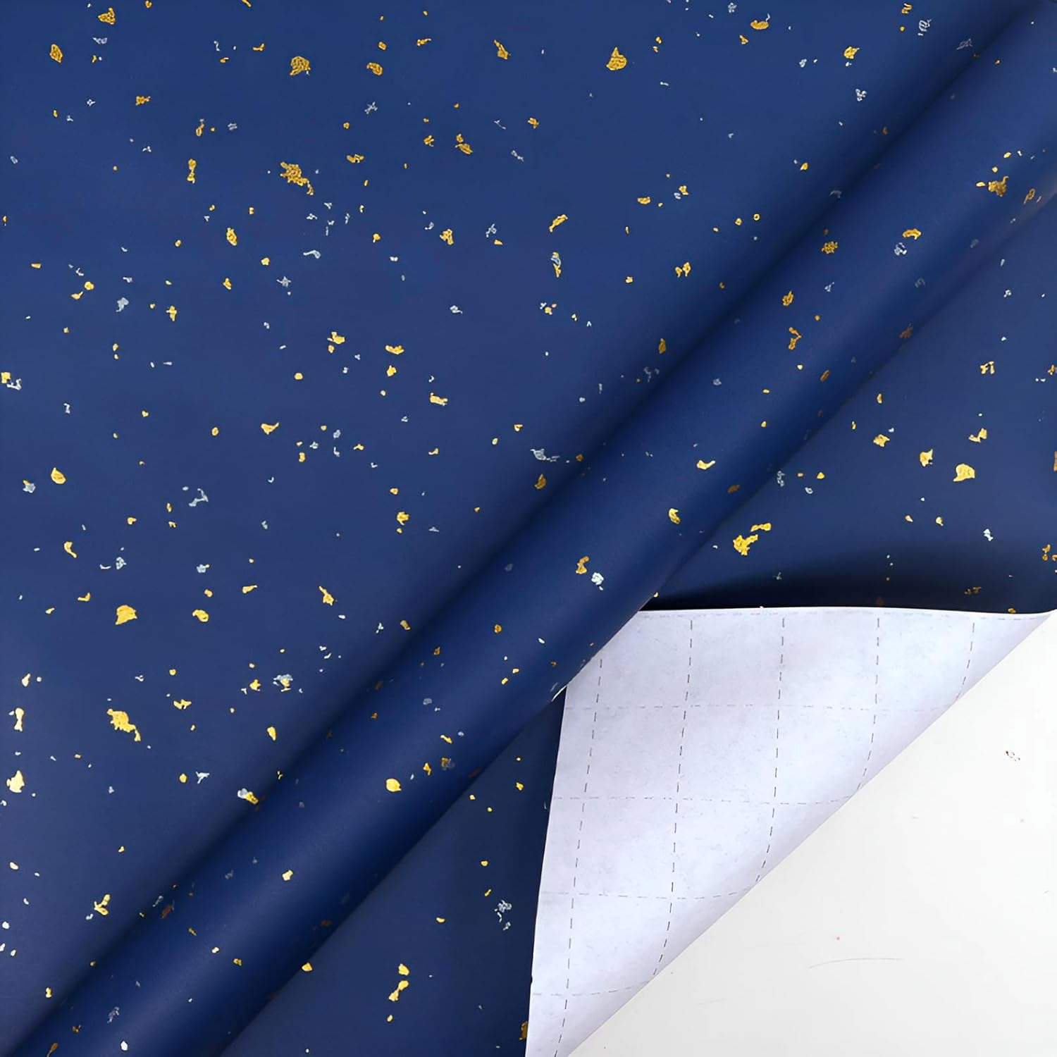 Taefuhnn Large Navy Blue Gift Wrapping Paper Roll 17 Inch X 32.8 Feet, Gold Silver Foil Design, 10 Meter Gift Wrap Paper Roll for Christmas Birthday Anniversary Celebration Fathers Day Baby Shower Boy image number 3