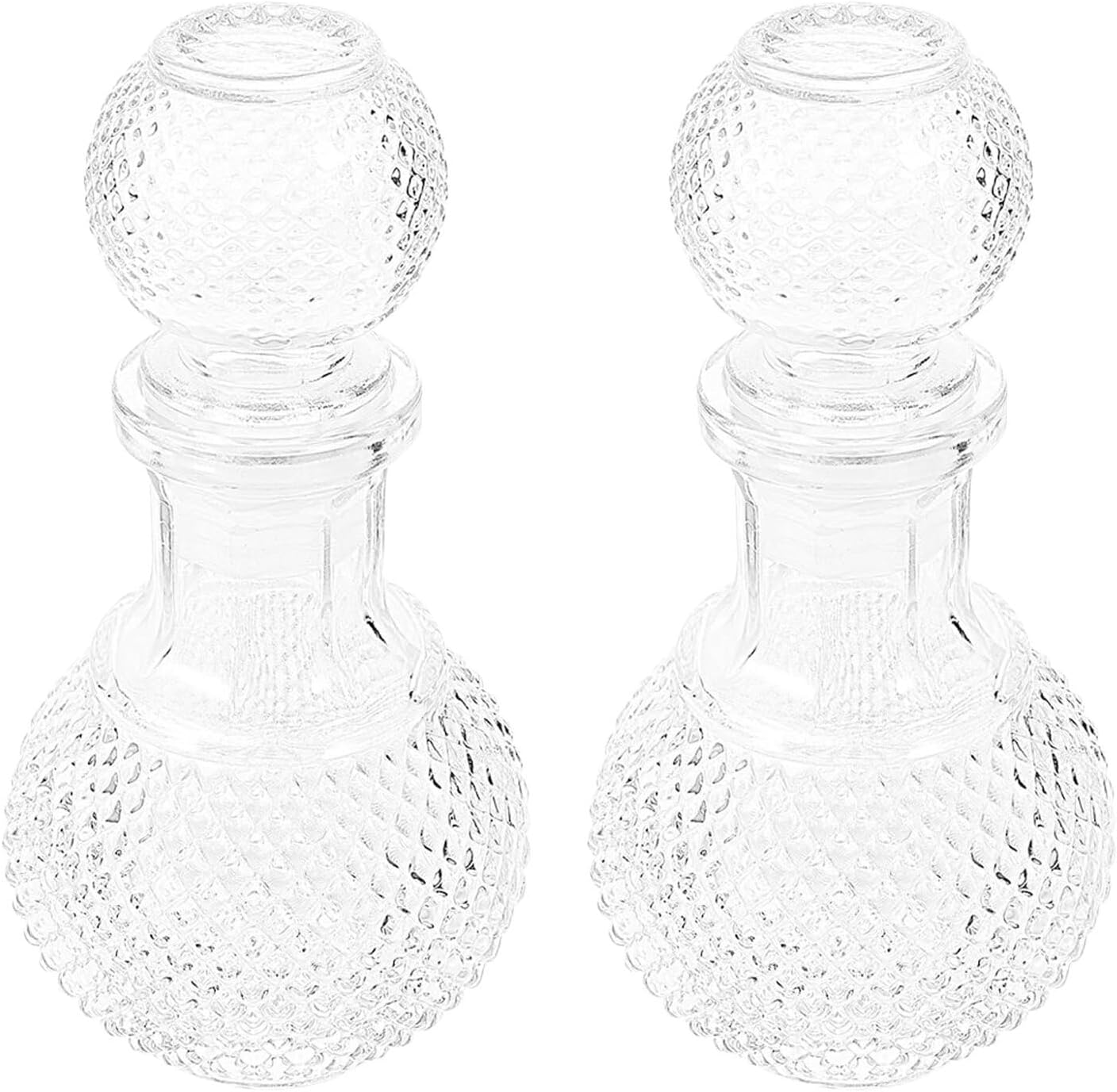 HYTROVE Creative 2Pcs 250Ml Thick Glass Whiskey Bottles, Decorative Liquor Wine Decanters for Home Bar and Hotel Use image number 3
