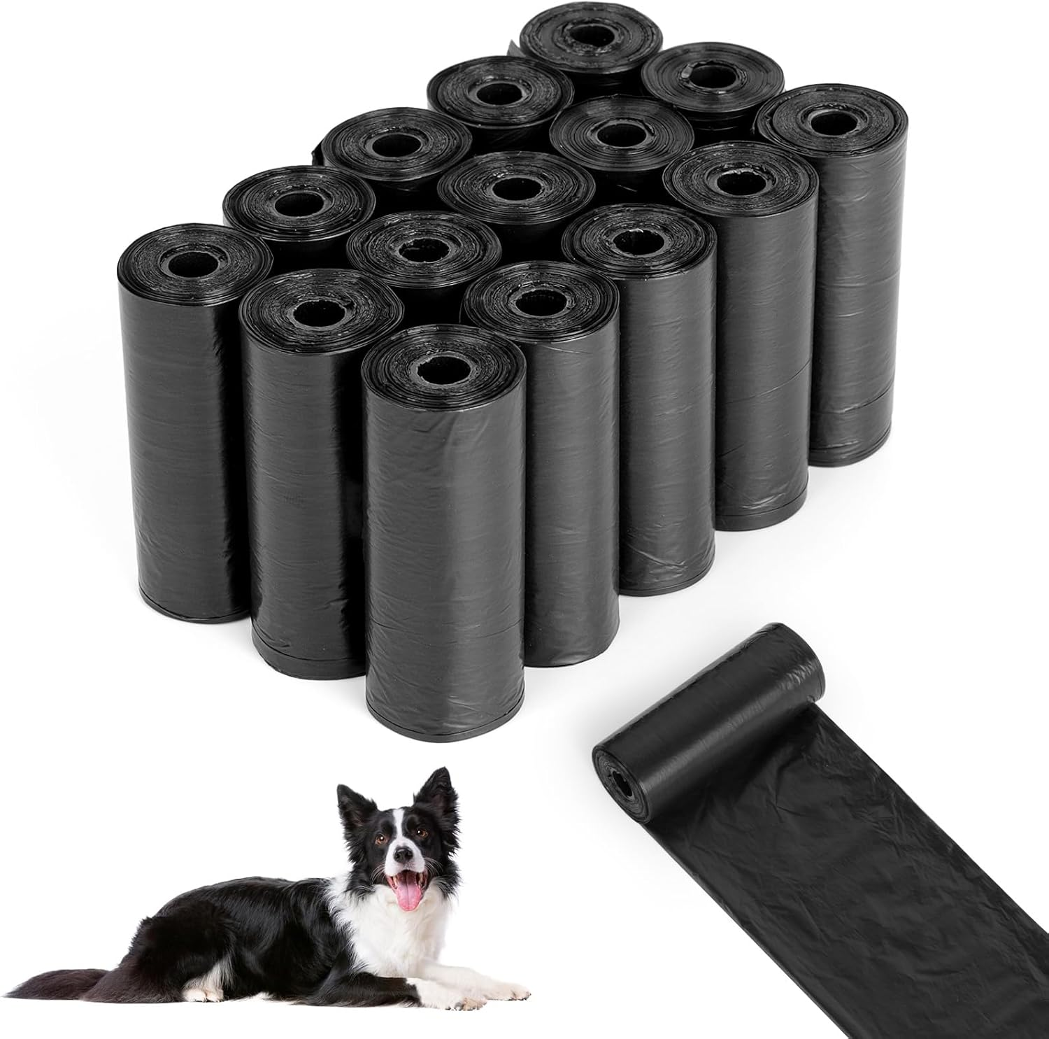 Aiqinu Pack of 400 Dog Waste Bags, Dog Poop Bags Rolls, Dog Poop Bags, Portable, Black, Unscented, Suitable for Going Out, 22 X 30 Cm (20 Rolls, 20 per Roll)