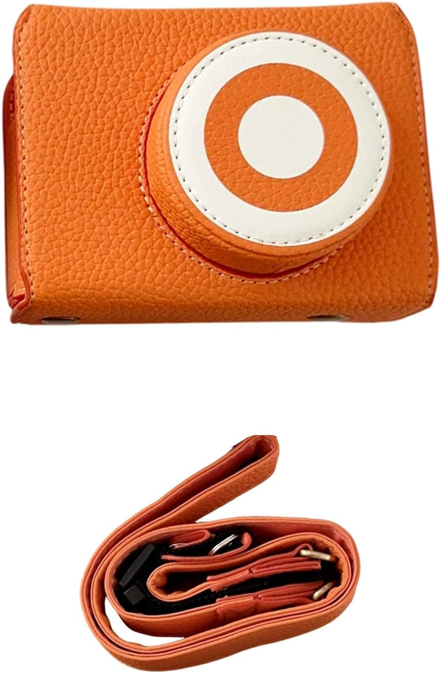 Jectse Camera Case Fit for FUJIFILM XE5, PU Leather Crossbody Camera Bag, Including Half Case Flip Cover and Adjustable Shoulder Strap (Orange)