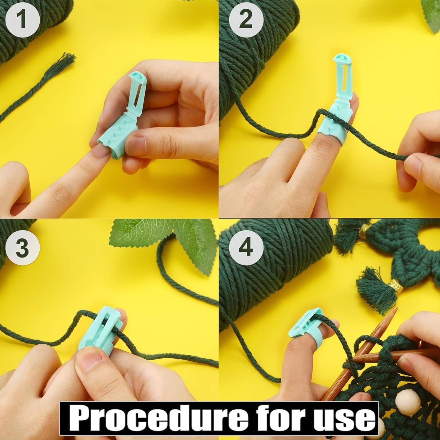 Yharnamite 8 Pcs Yarn Guide Finger Holder Knitting Thimble, Knitting Thimble Tool, Plastic Yarn Guide Separated Yarns Tools for Crochet Knitting Crafts Accessories image number 5