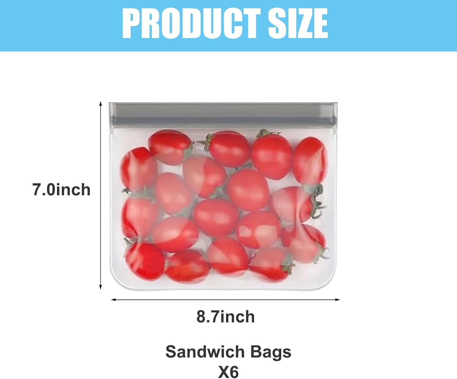 Freezer Bags PEVA, 11&times;11Inch, Leakproof, Dishwasher Safe, Bpa-Free+Stores Meats, Cereal, Veggies; Home Organization+Home Cooks, Families+Practical, Durable, Food-Safe+Reusable Freezer Bags(8Pcs, Grey) image number 3