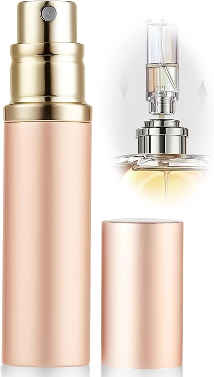ASADAYS Perfume Atomiser Refillable - 10Ml Portable Travel Spray Bottle, Leak Proof Mini Size Perfume Atomizer Bottom Filling, Cologne Dispenser with Men and Women (CA 10Ml, Bath Rose Gold)