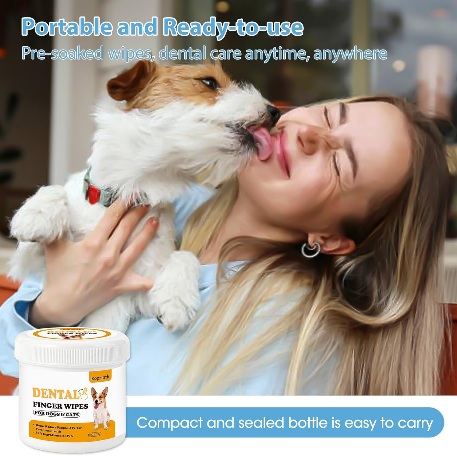 [Upgraded] Kopmath Dog Teeth Cleaning Finger Wipes, Tartar & Plaque Remover with Brushing Beads, More Friction, Dog Breath Freshener, Natural Dog Dental Wipes for Cat, Disposable Dog Teeth Wipes image number 3