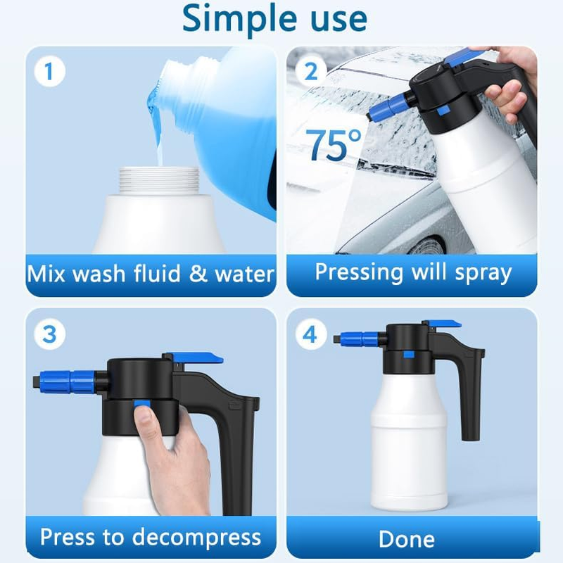 Electric Foam Sprayer with USB Charge, 1.5L Pressurized Sprayer for Home, Garden and Car Beauty and Cleaning image number 4