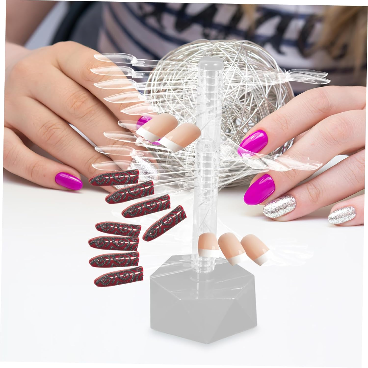 SAFIGLE Clear Nail Display Stand Spiral Tips Holder for Manicure Practice Unique Design for Nail Salons Schools and Home Use Decorative and Practical image number 5