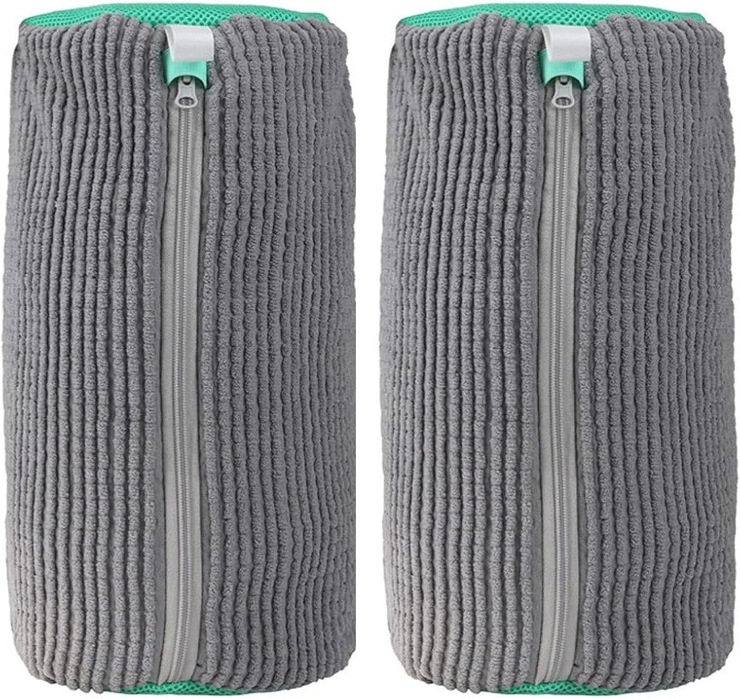 2 Pcs Shoe Washing Bag for Washing Machine, Reusable & Durable Laundry Mesh Bags for Washer & Dryer, Plush Protection for Sneakers, Trainers, Tennis Shoes, Gentle Wash & Dry Delicates (Grey)