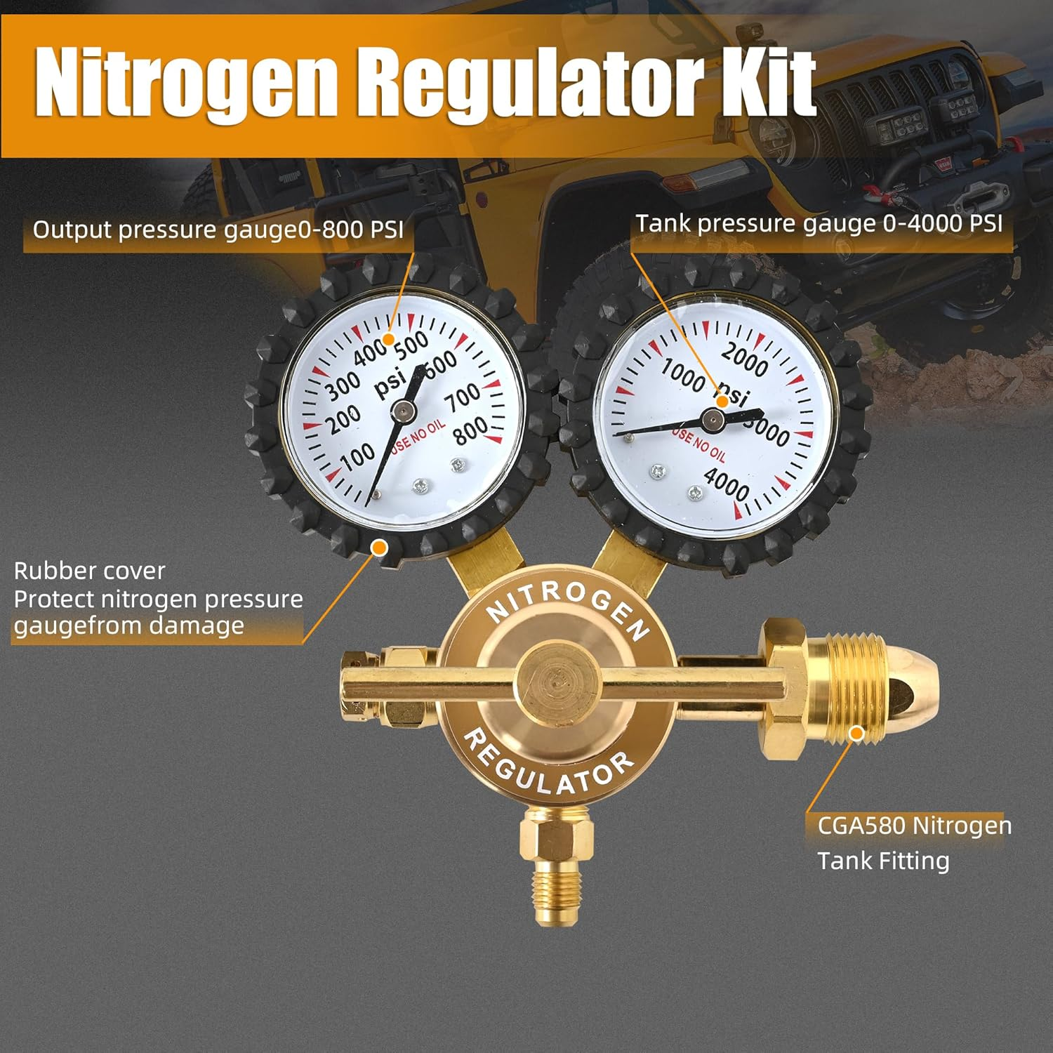 4000Psi Nitrogen Regulator Kit Nitrogen Shock Fill Tool Compatible with Shock with Schrader Valve Off-Road Bike, ATV, Utv,Moto,Kawasaki,Yamaha image number 5