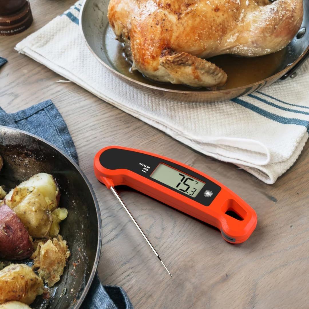 Lavatools PX1D Javelin PRO Duo Ultra Fast Professional Digital Instant Read Meat Thermometer for Grill and Cooking, 11.5Cm Probe, Auto-Rotating Backlit Display, Splash Resistant &ndash; Sambal - Ink image number 6