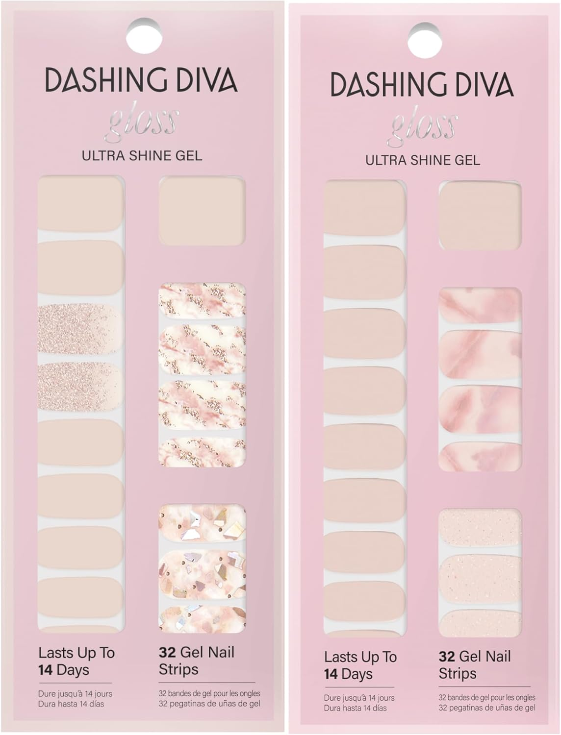 Dashing Diva Gloss Nail Strips Bundle - the Classic Marbles Collection - Crystal Clear & Maybe Marble - UV Free, Chip Resistant, Long Lasting Gel Stickers - Contains 2 Sets image number 2