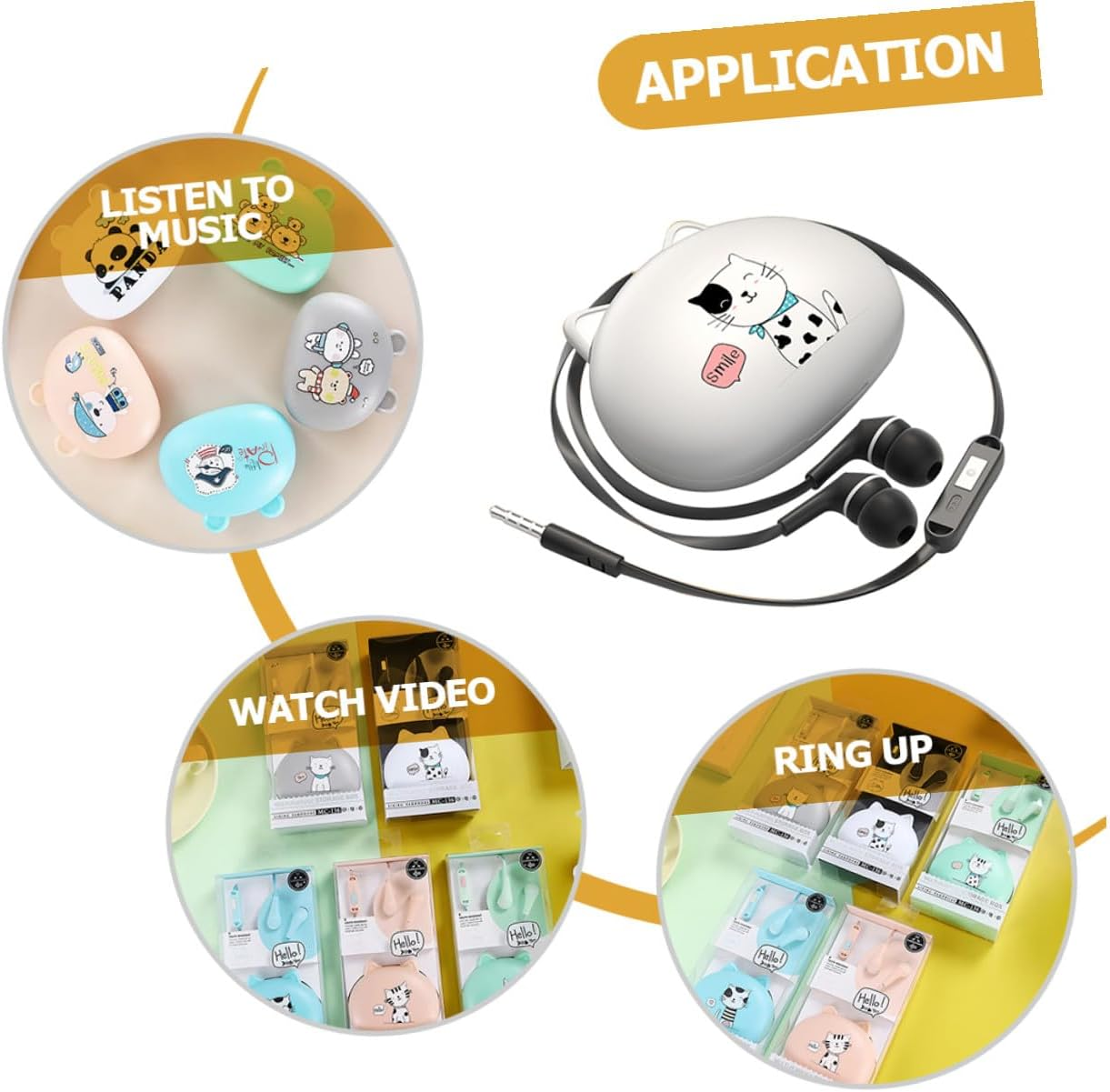 In-Ear Wired Earphones with Adorable Design Ergonomic Comfortable Fit Material Compatible with Huawei Phones for Gym Running Travel and Daily Use image number 3